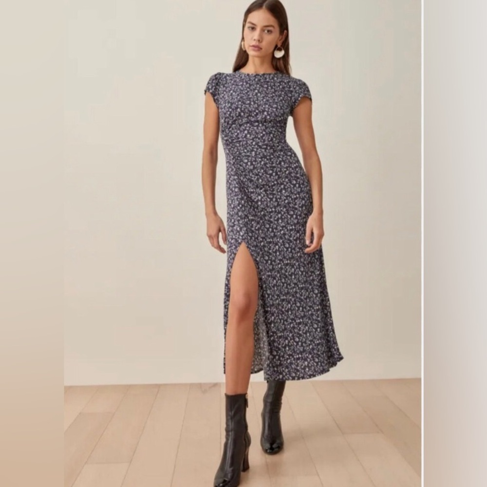 Reformation Fraiser Navy Floral dress sz 10